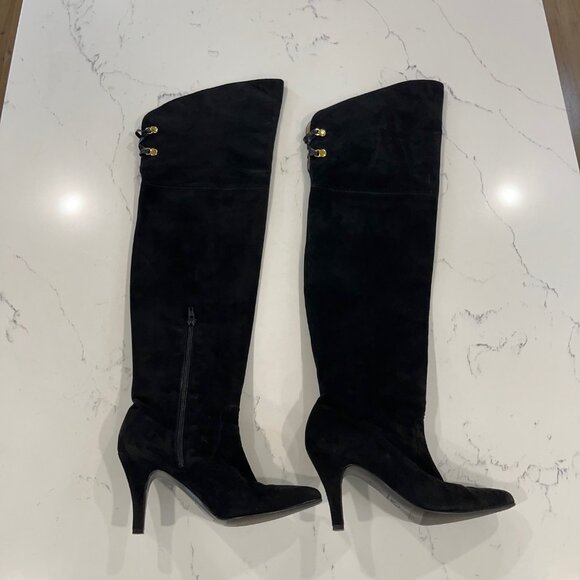 RARE VTG ST. JOHNS black Suede leather over the knee boots Size 7 - Picture 5 of 16